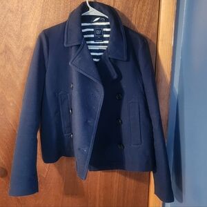Classic Navy Jacket with Striped Lining